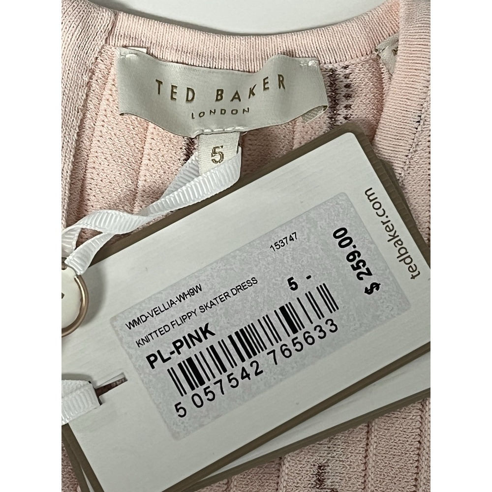 NWT Ted Baker Vellia Knit Skater Dress 5 Ballet Pink Rose Gold Interview Brunch - Picture 12 of 15
